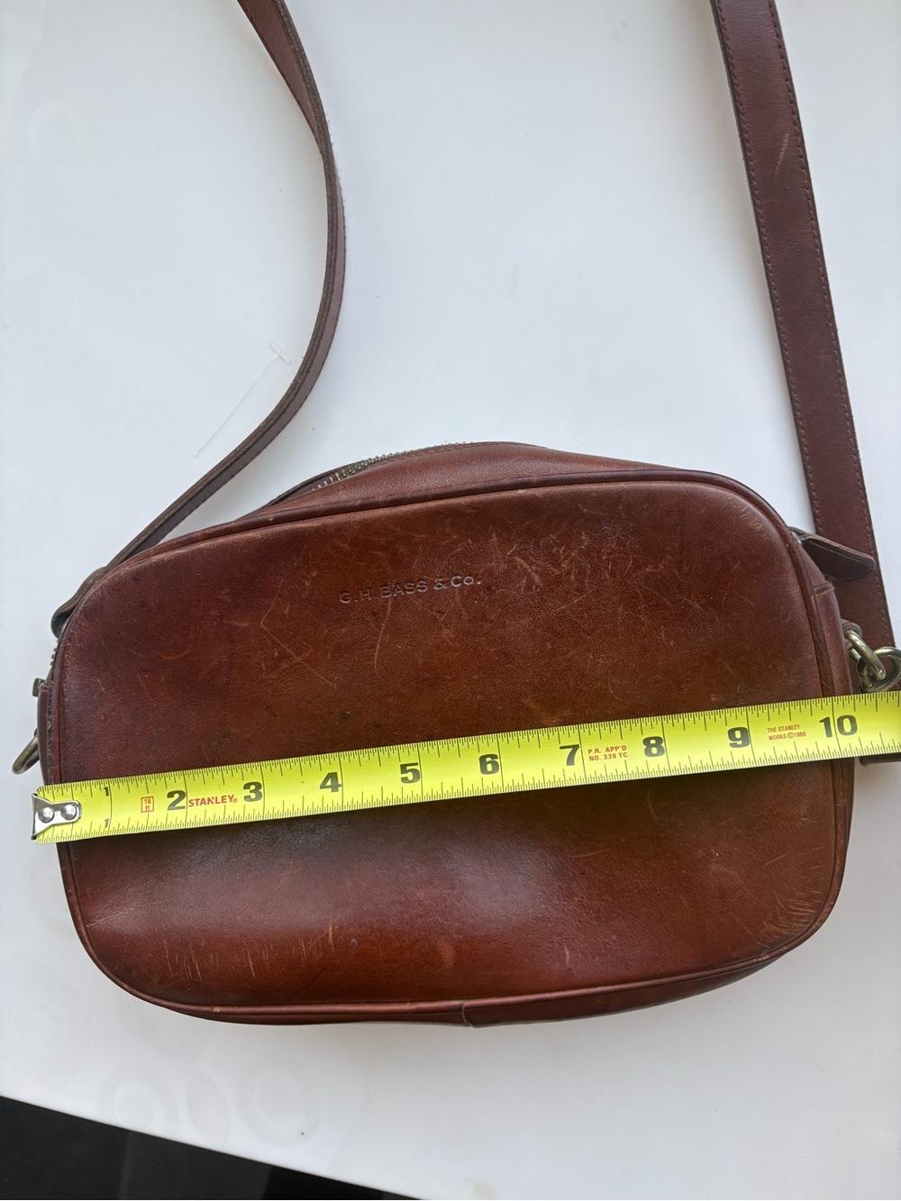 Vintage G.H. Bass & Co Genuine Leather Crossbody Bag Cognac Brown - Picture 3 of 14